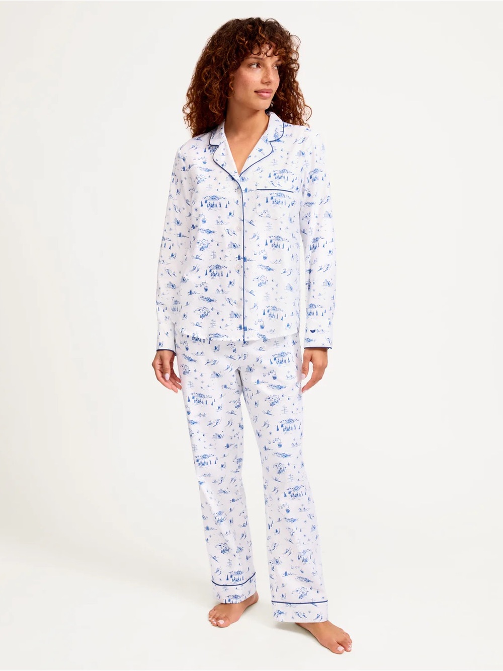 Petite Plume Women's Twill Pajama Set in Chalet Toile Sz M